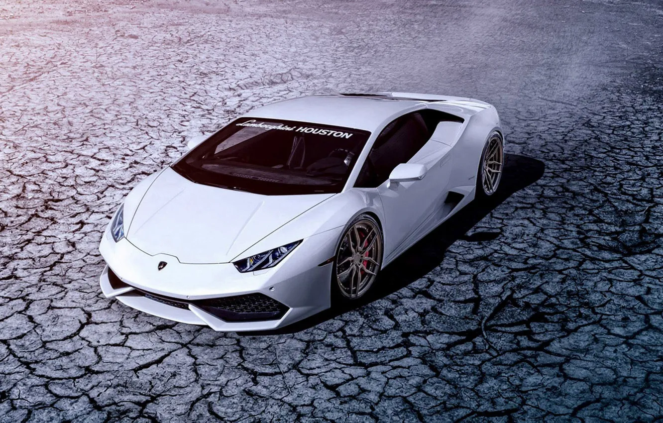 Фото обои Lamborghini, Front, White, Houston, Supercar, ADV.1, Huracan, LP640-4