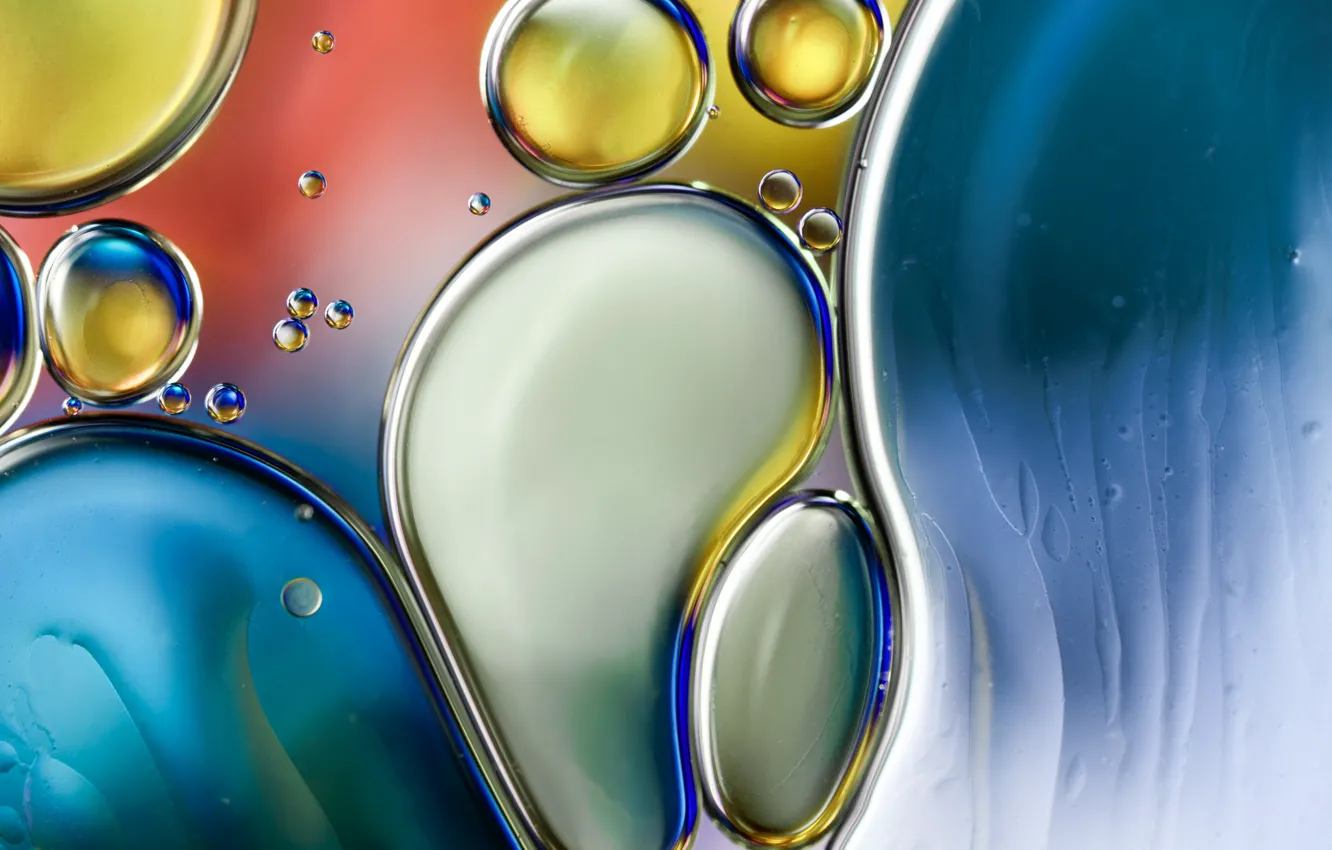 Фото обои вода, пузырьки, цвет, масло, жидкость, воздух, объем