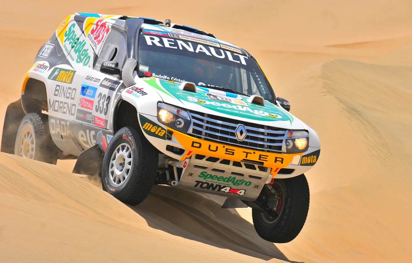 Фото обои Песок, Спорт, Renault, Джип, Rally, Dakar, Дакар, Внедорожник