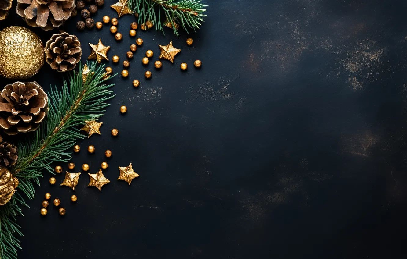 Фото обои украшения, фон, новый год, Рождество, golden, Christmas, background, tree