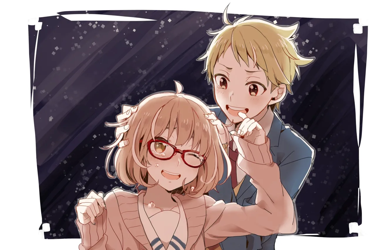 Фото обои аниме, арт, двое, kyoukai no kanata, kuriyama mirai, kanbara akihito