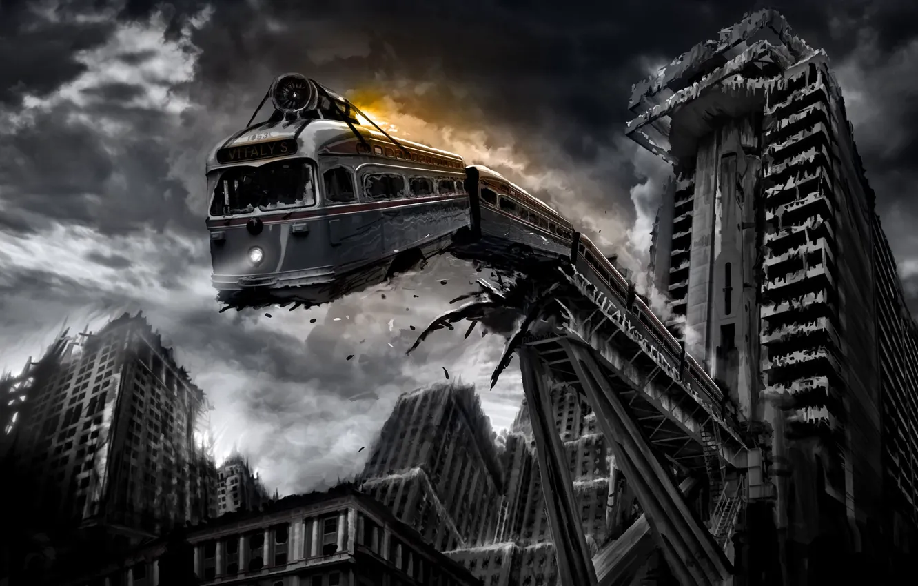 Фото обои метро, апокалипсис, здания, развалины