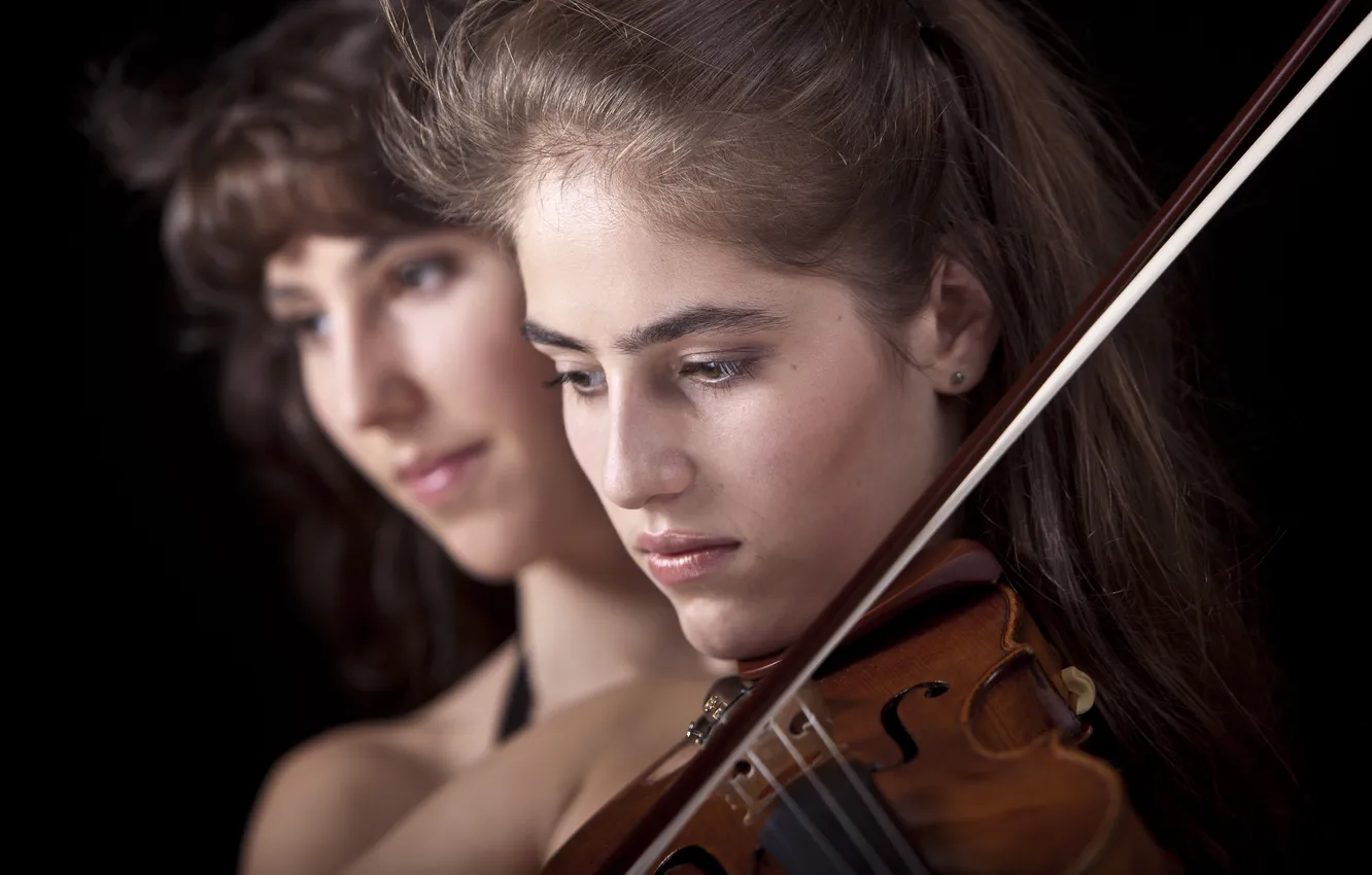 Фото обои girl, violin, orchestra