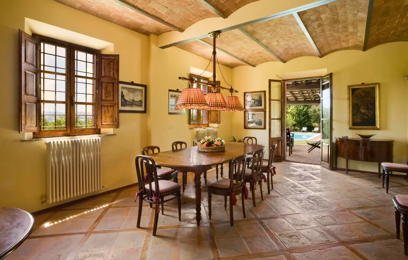 Фото обои design, style, yellow, interior, dining room