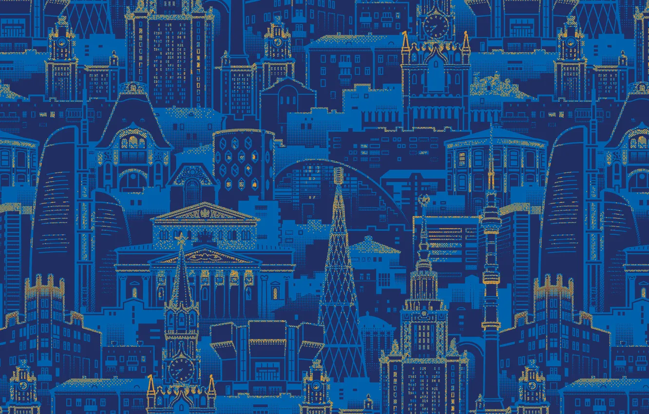 Фото обои здания, вектор, Москва, Кремль, пиксели