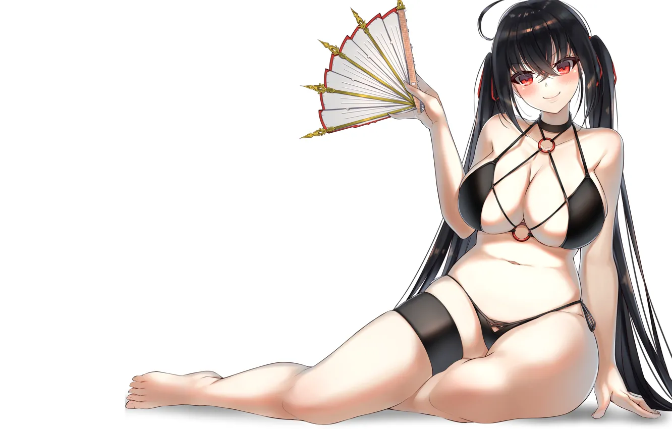 Фото обои girl, sexy, cleavage, long hair, legs, boobs, anime, beautiful