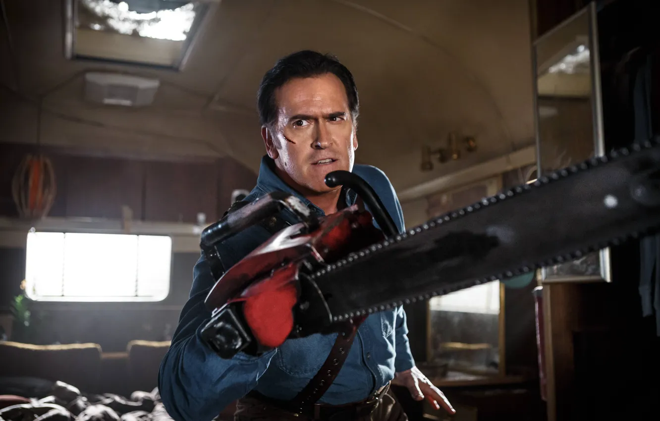 Фото обои blood, saw, scar, TV series, Evil Dead, Bruce Campbell, Ash Williams, Ash vs Evil Dead