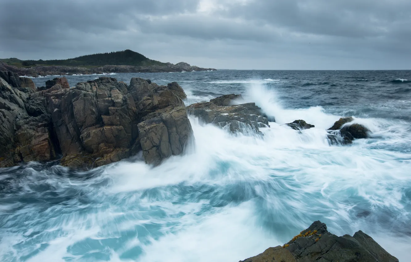 Фото обои океан, скалы, побережье, Канада, Canada, Атлантический океан, Atlantic Ocean, остров Кейп-Бретон