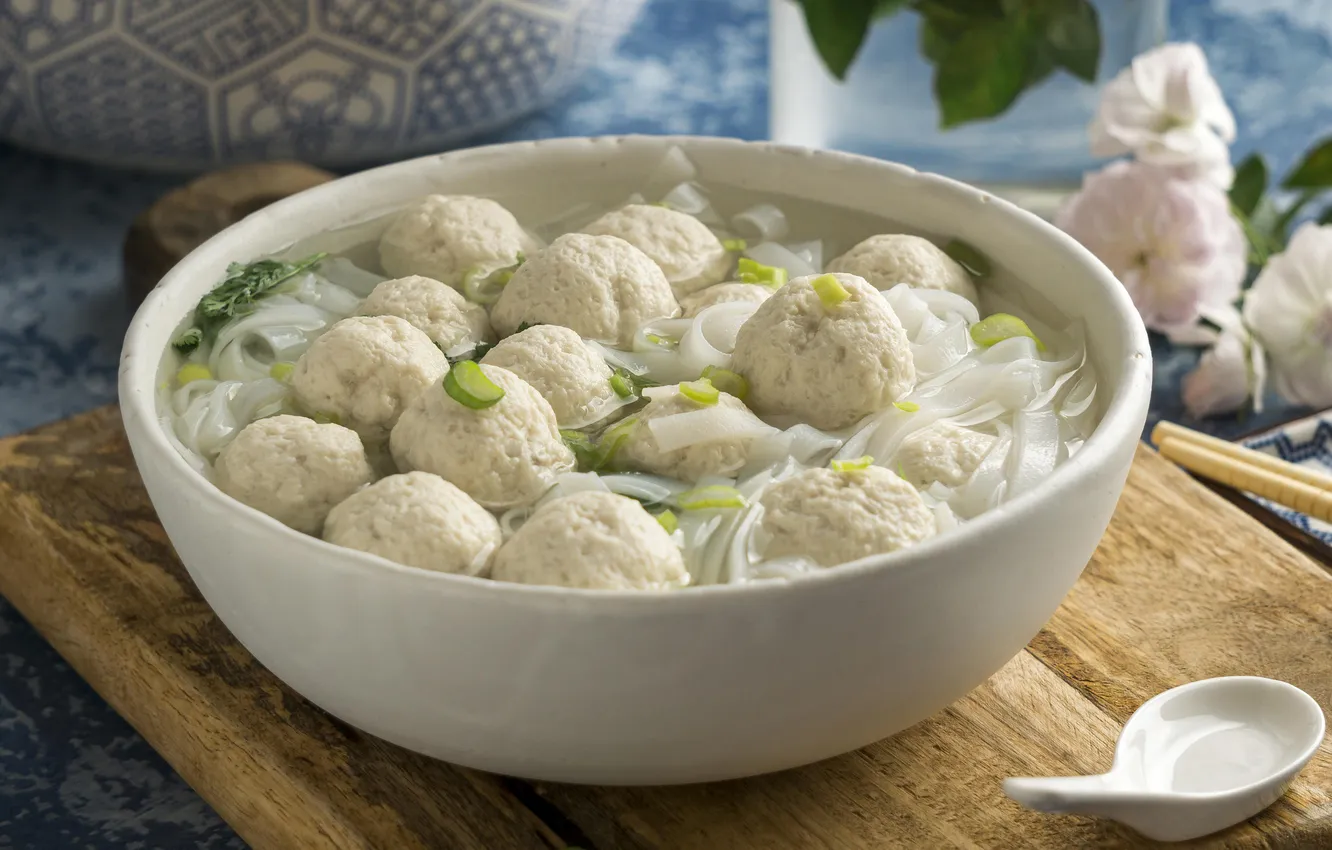 Фото обои миска, блюдо, галушки