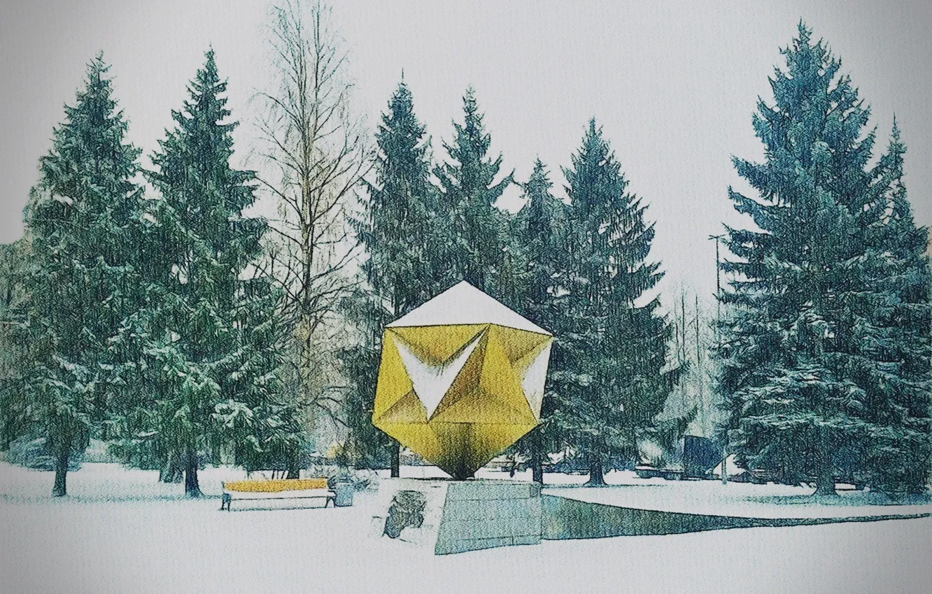 Фото обои памятник, архитектура, г.Санкт-Петербург, Памятник военному аэродрому «Гражданка», Достопримечательности Калининского района, зима 2023