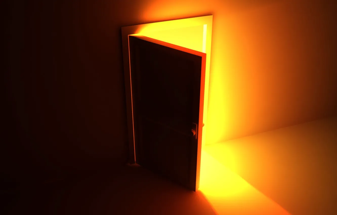 Фото обои свет, желтый, дверь, 157