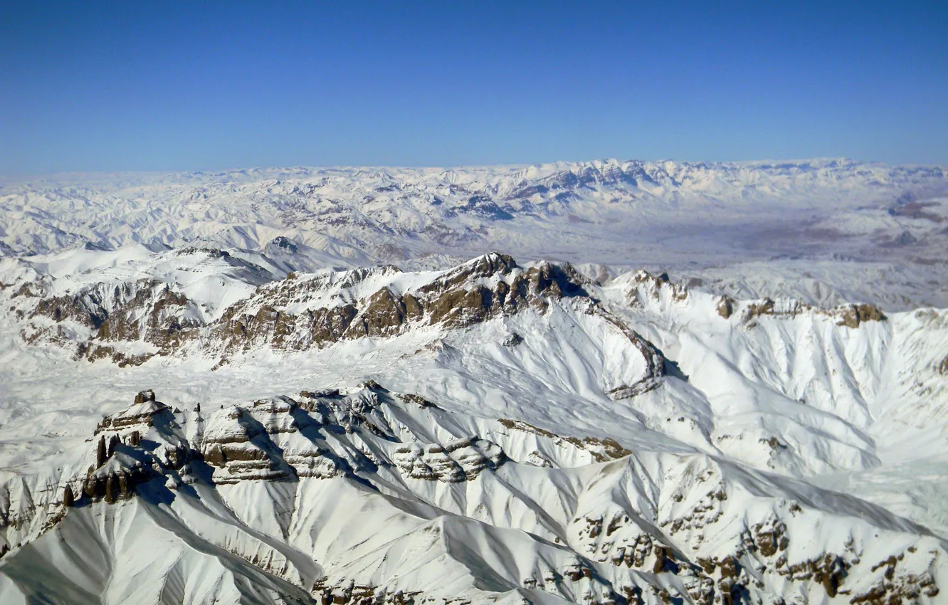 Фото обои снег, горы, азия, афганистан, заснеженные горы, вершины гор
