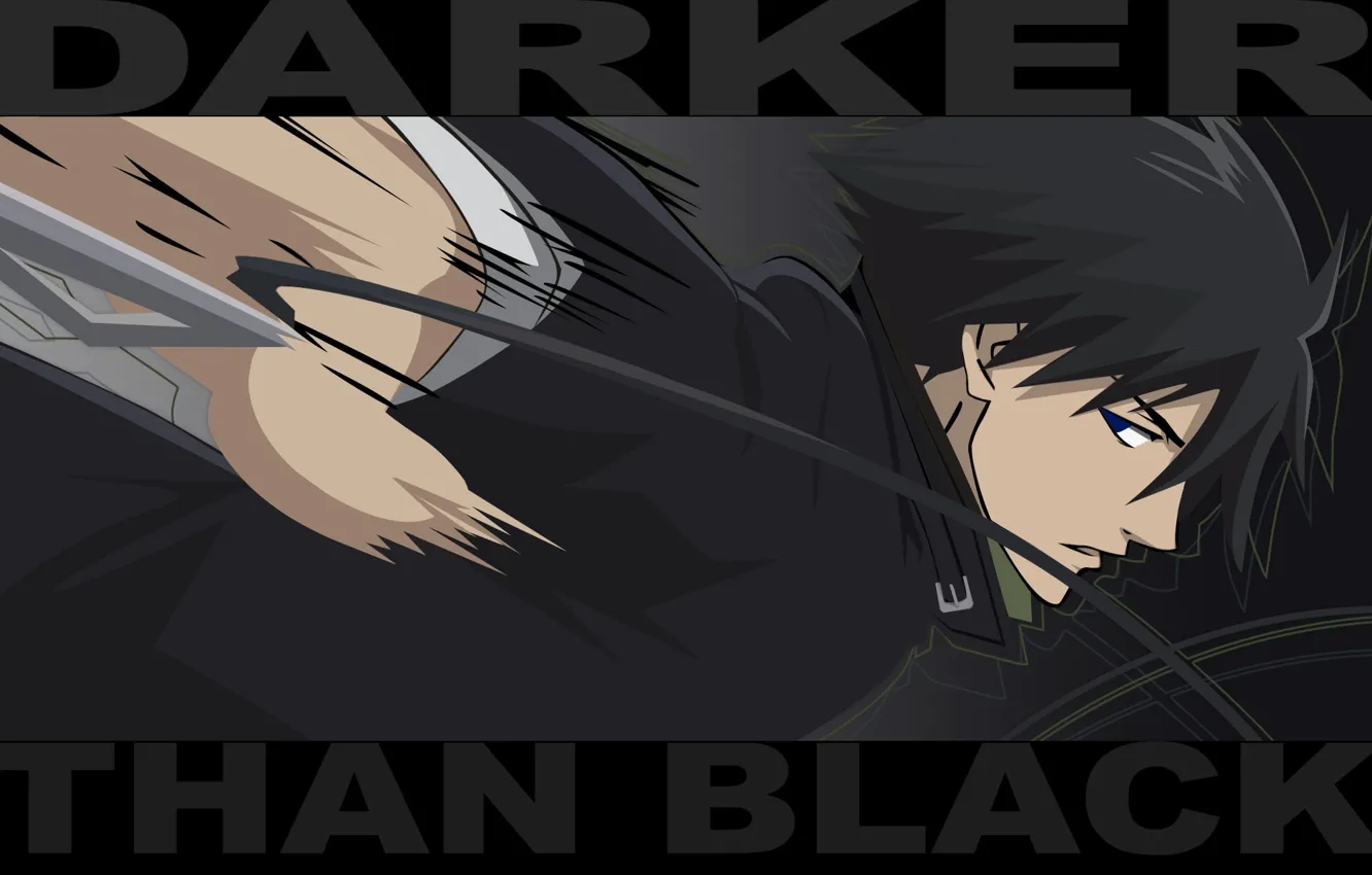 Фото обои атака, удар, черный плащ, Darker than Black, Hei, контрактор, by Yuji Iwahara
