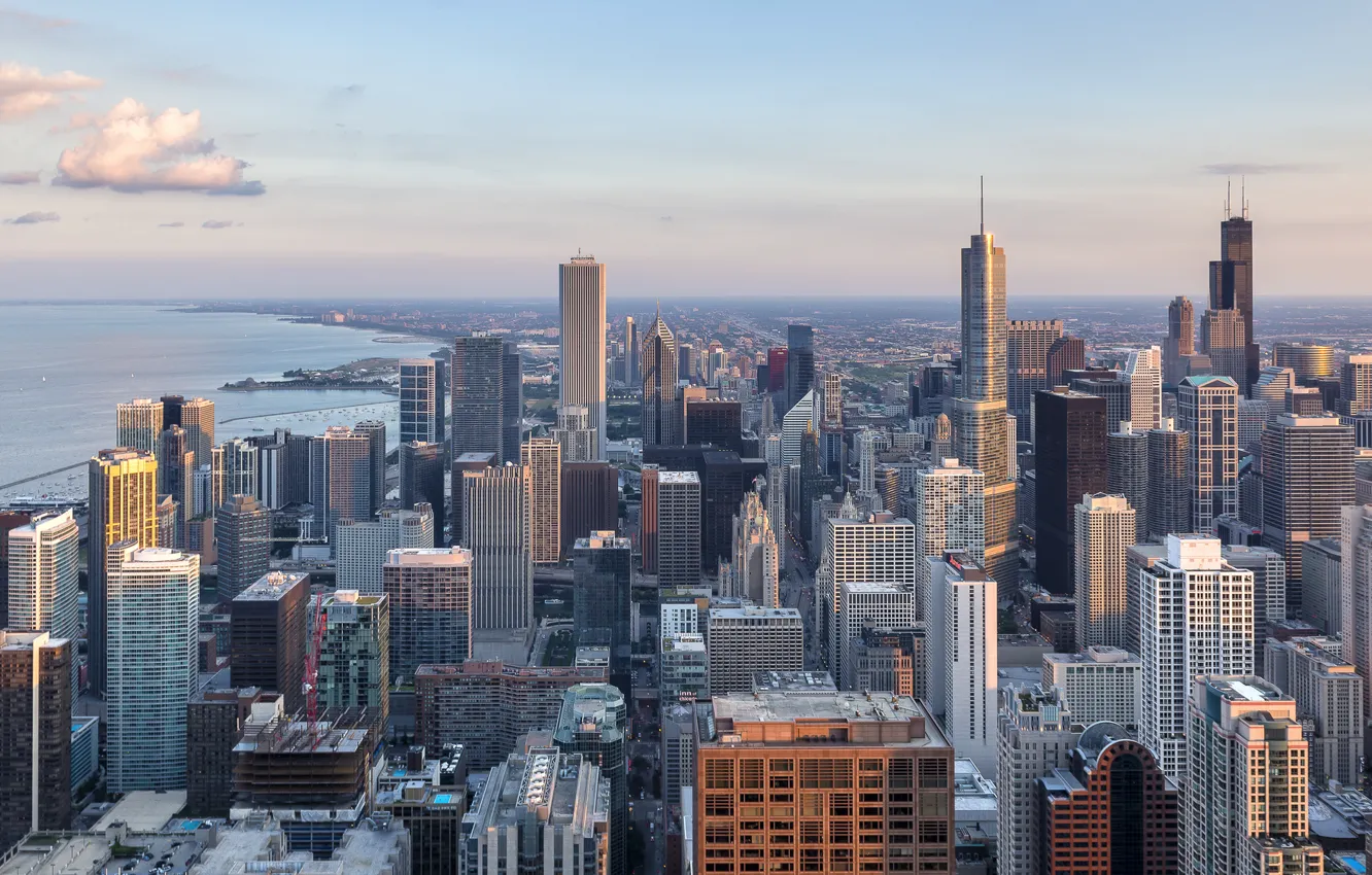 Фото обои здания, Чикаго, США, Chicago, небоскрёбы, мегаполис, The Windy City