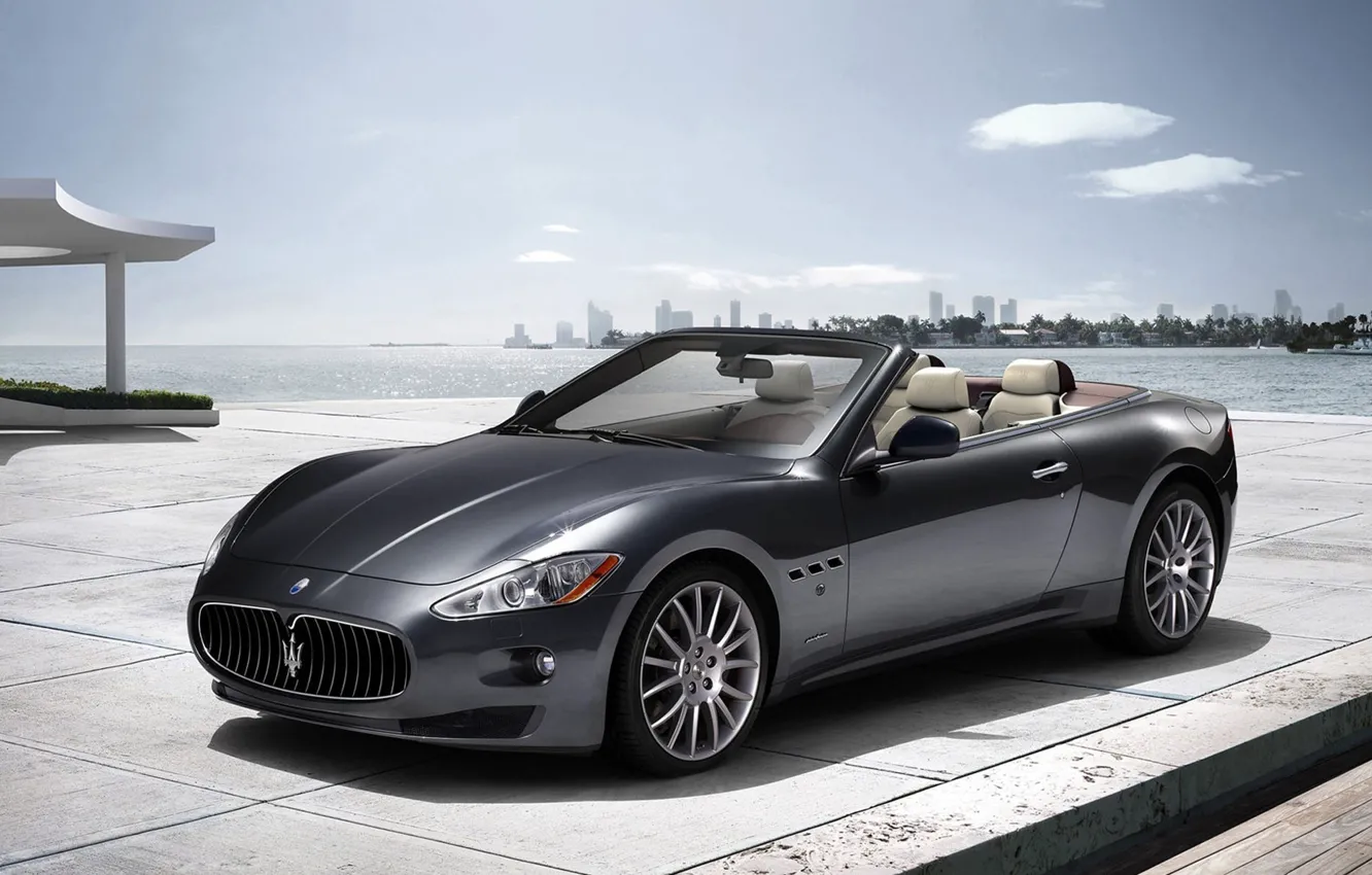 Фото обои море, Maserati, кабриолет