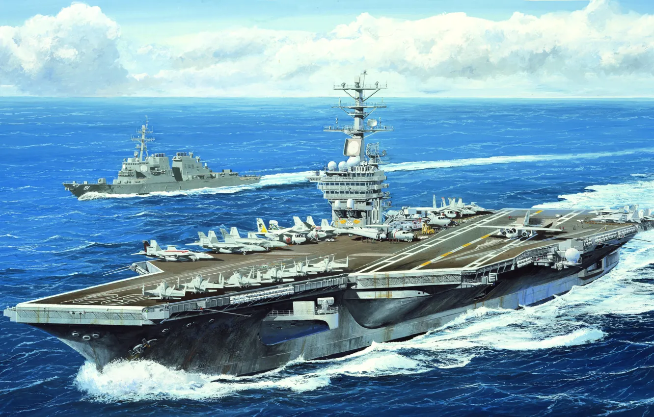 Фото обои ВМС США, американский авианосец, USS Nimitz, US NAVY, CVN-68