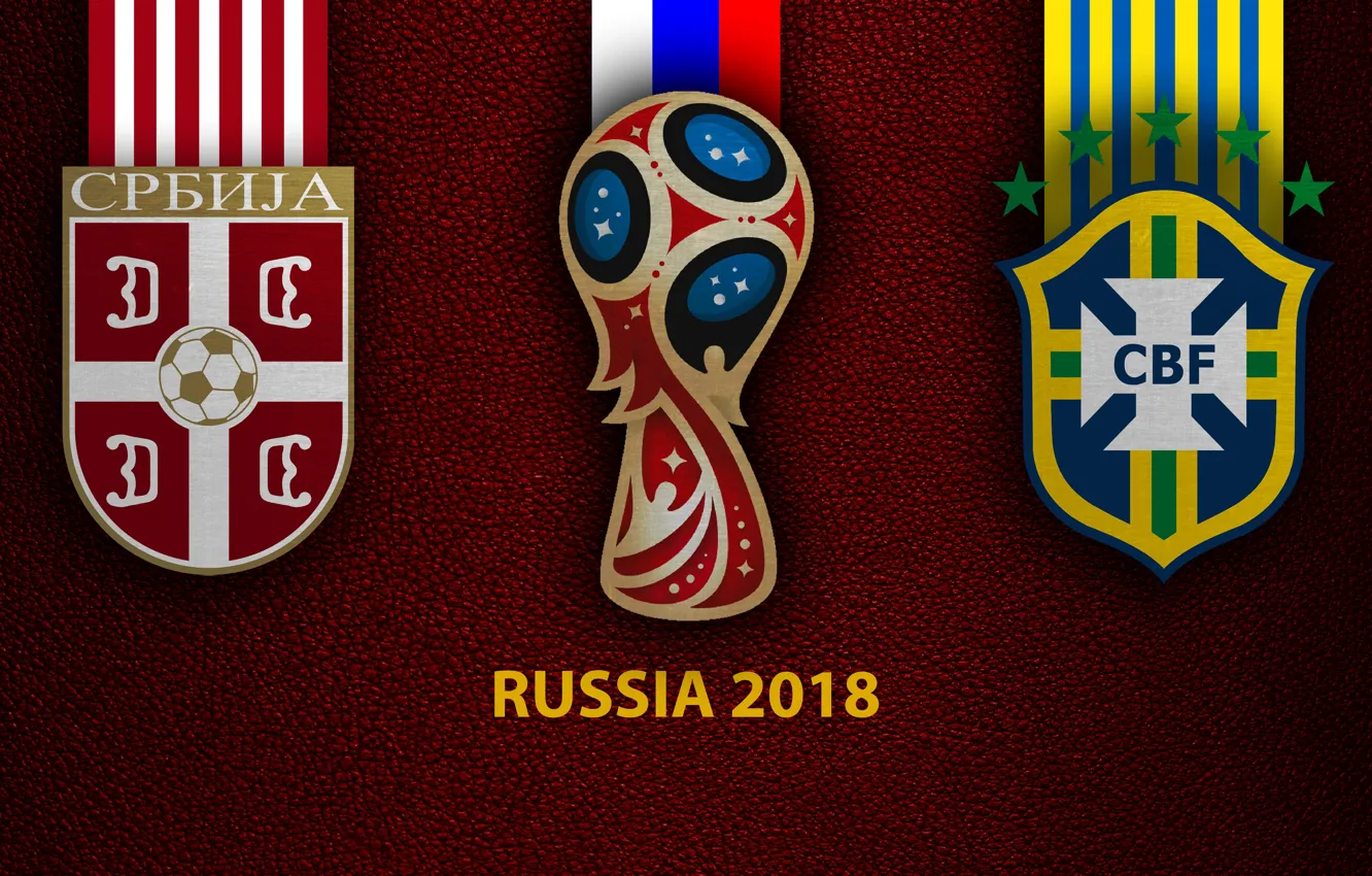 Фото обои wallpaper, sport, logo, football, FIFA World Cup, Russia 2018, Serbia vs Brazil