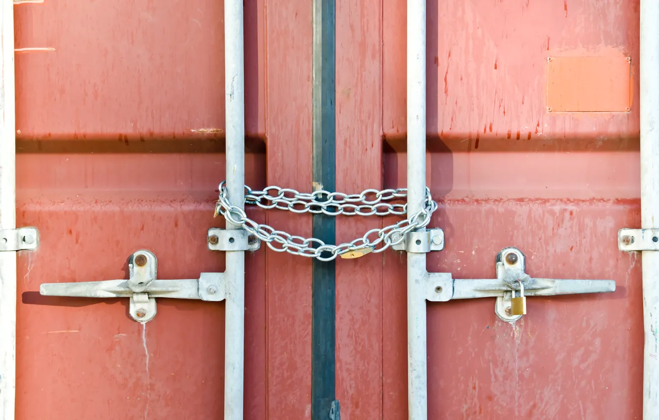 Фото обои chains, doors, container, lock