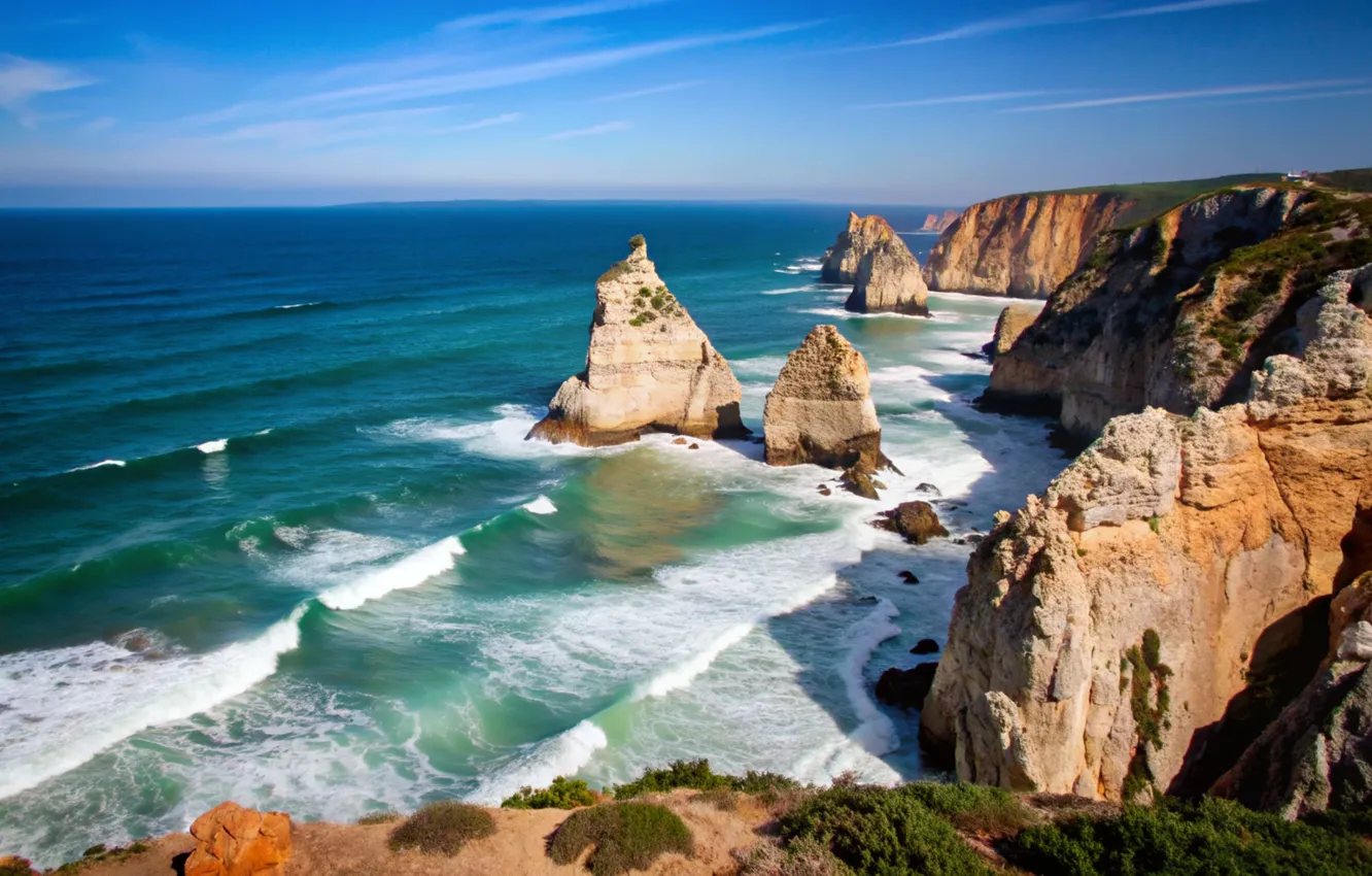 Фото обои море, волны, пляж, берег, beach, sea, ocean, rocks