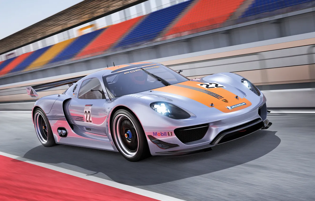 Фото обои Concept, скорость, трасса, Porsche, порше, 918, RSR