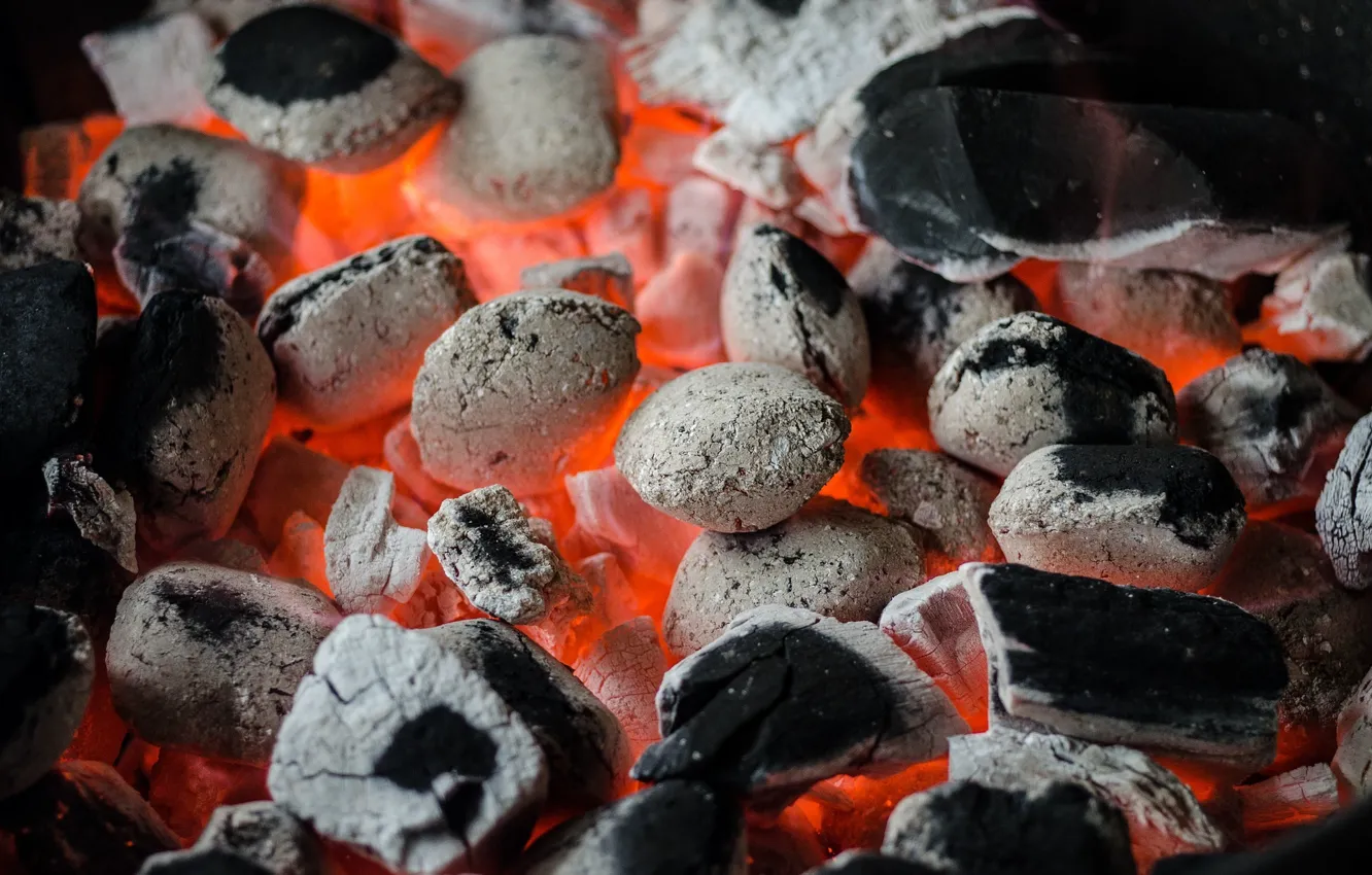 Фото обои пламя, костер, жар, барбекю, угли, уголь