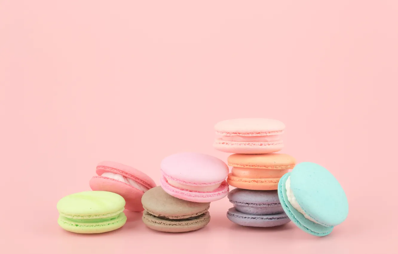 Фото обои colorful, десерт, pink, пирожные, сладкое, sweet, dessert, macaroon