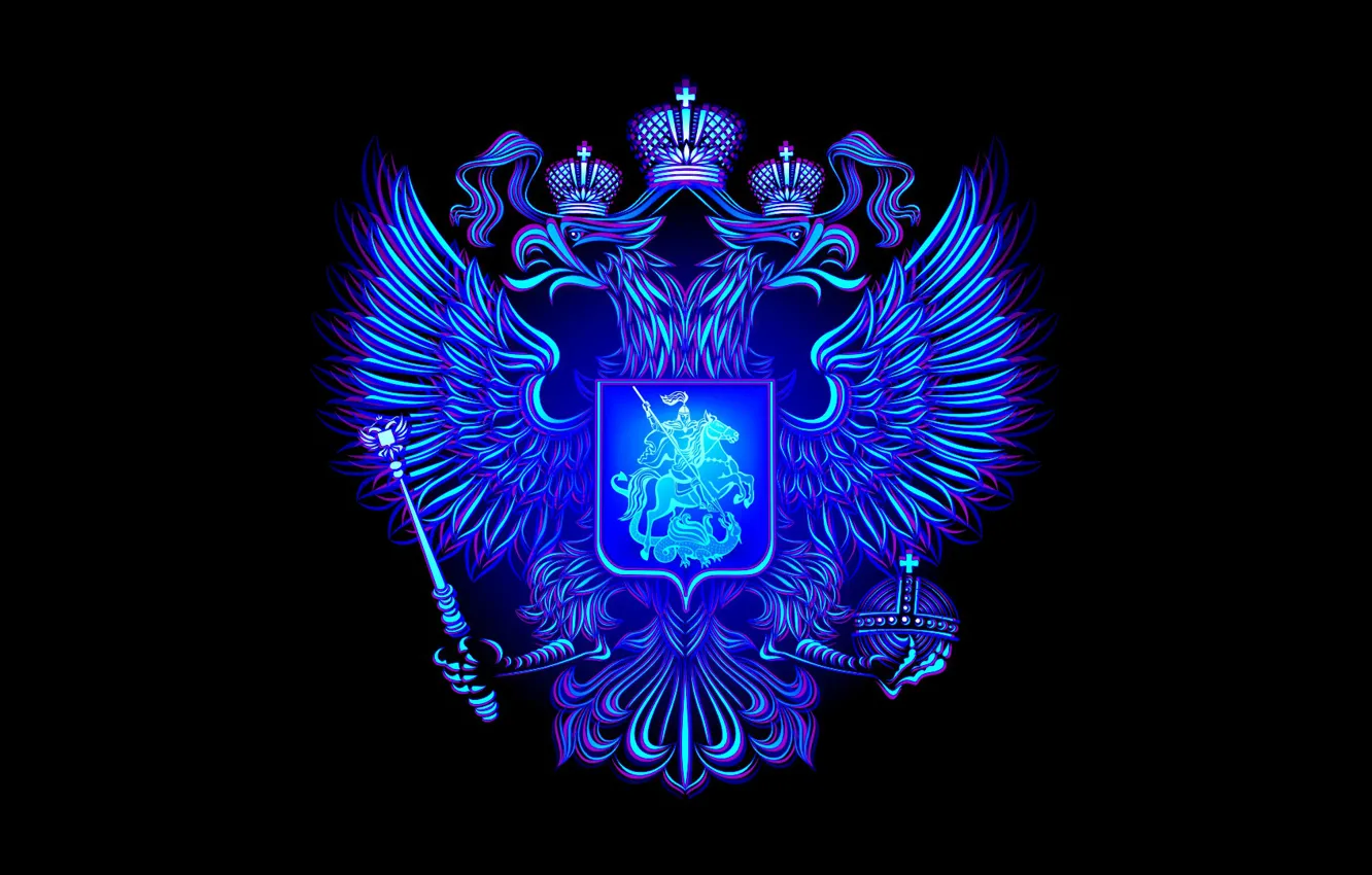 Фото обои темный фон, арт, Россия, герб