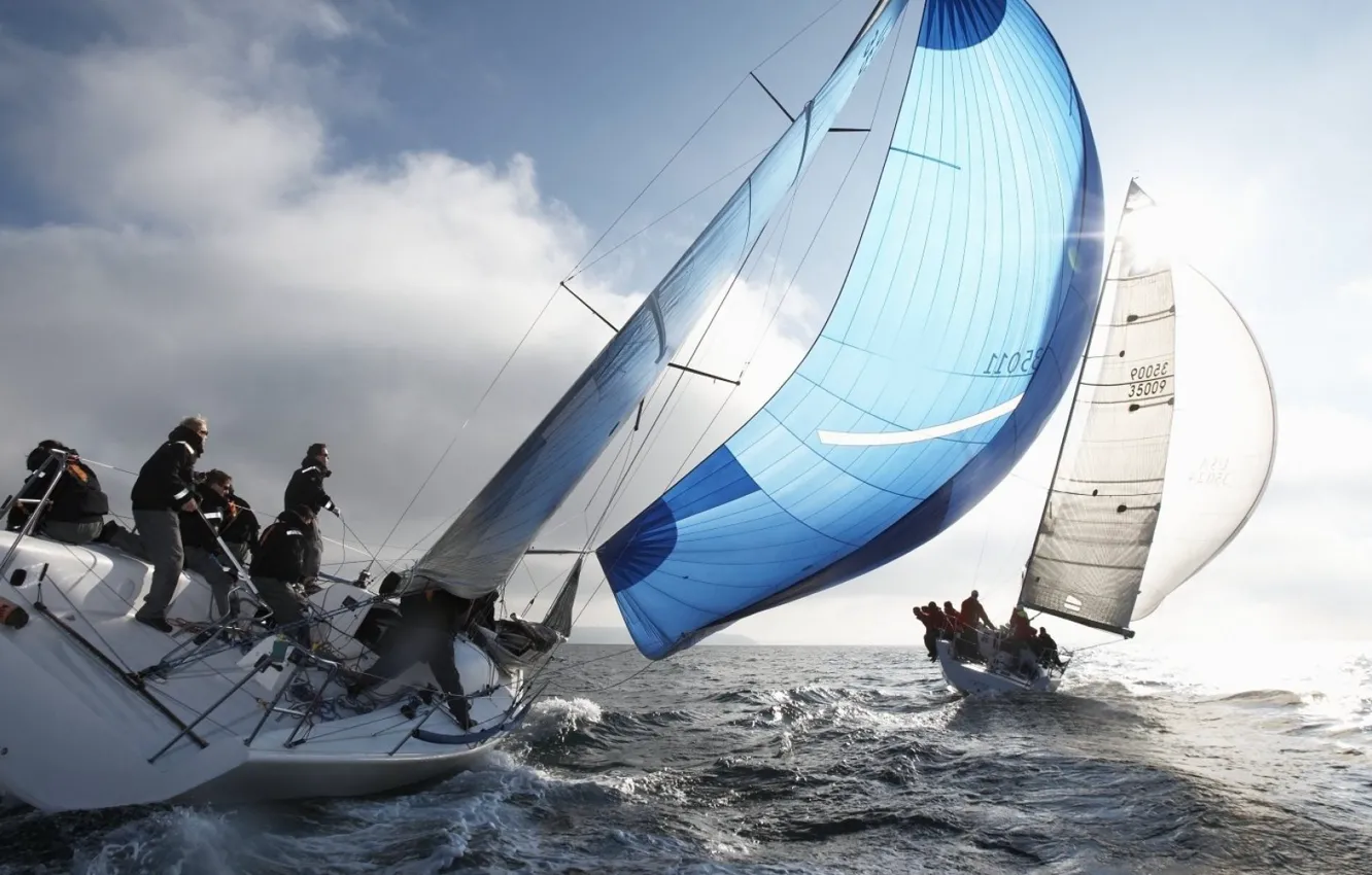 Фото обои ветер, гонка, спорт, паруса, команды, регата, Балтийское море, гоночные яхты