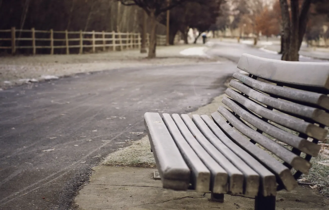 Фото обои winter, walk, bench