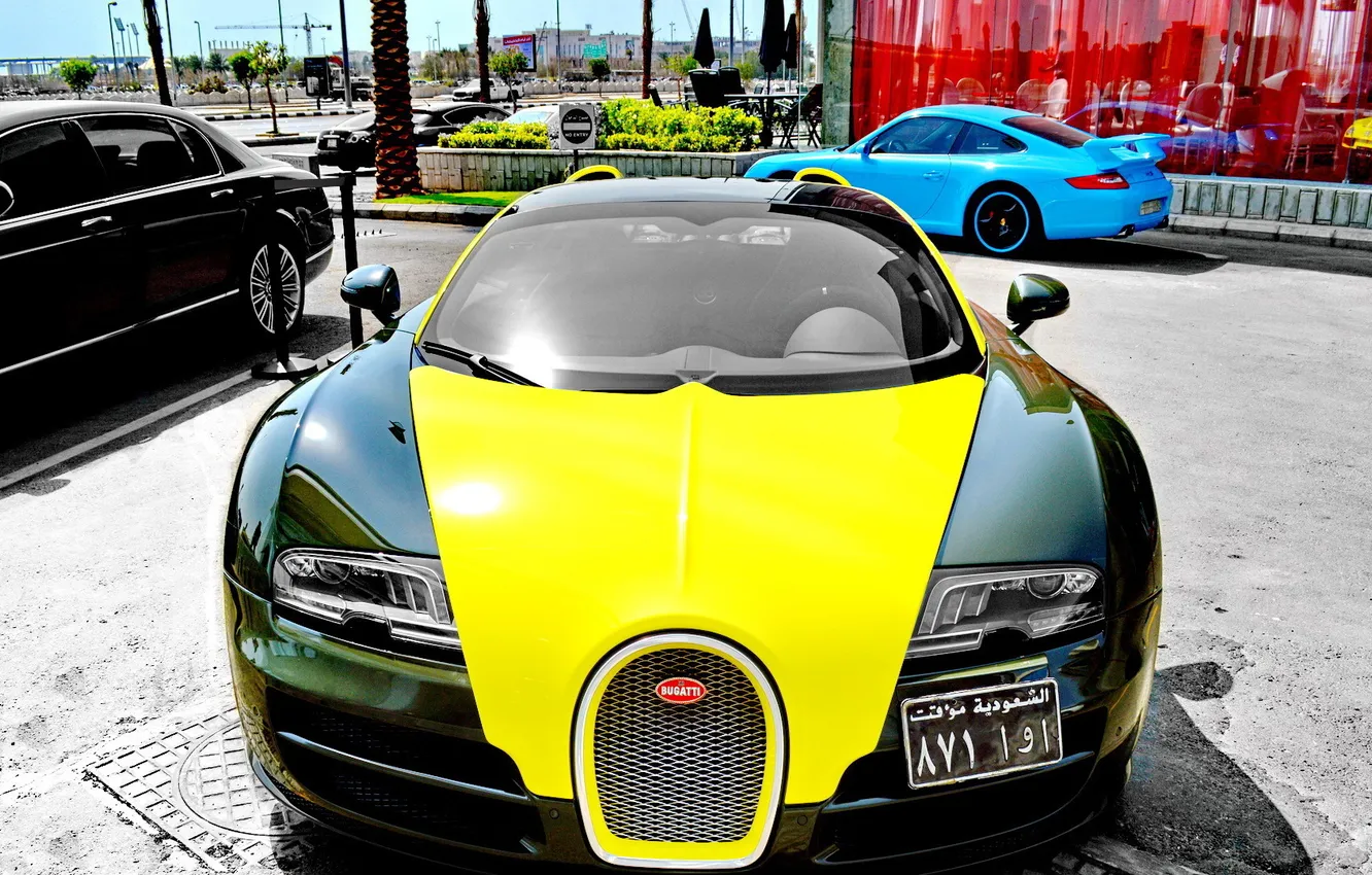 Фото обои Bugatti, Veyron, передок, гиперкар, Vitesse