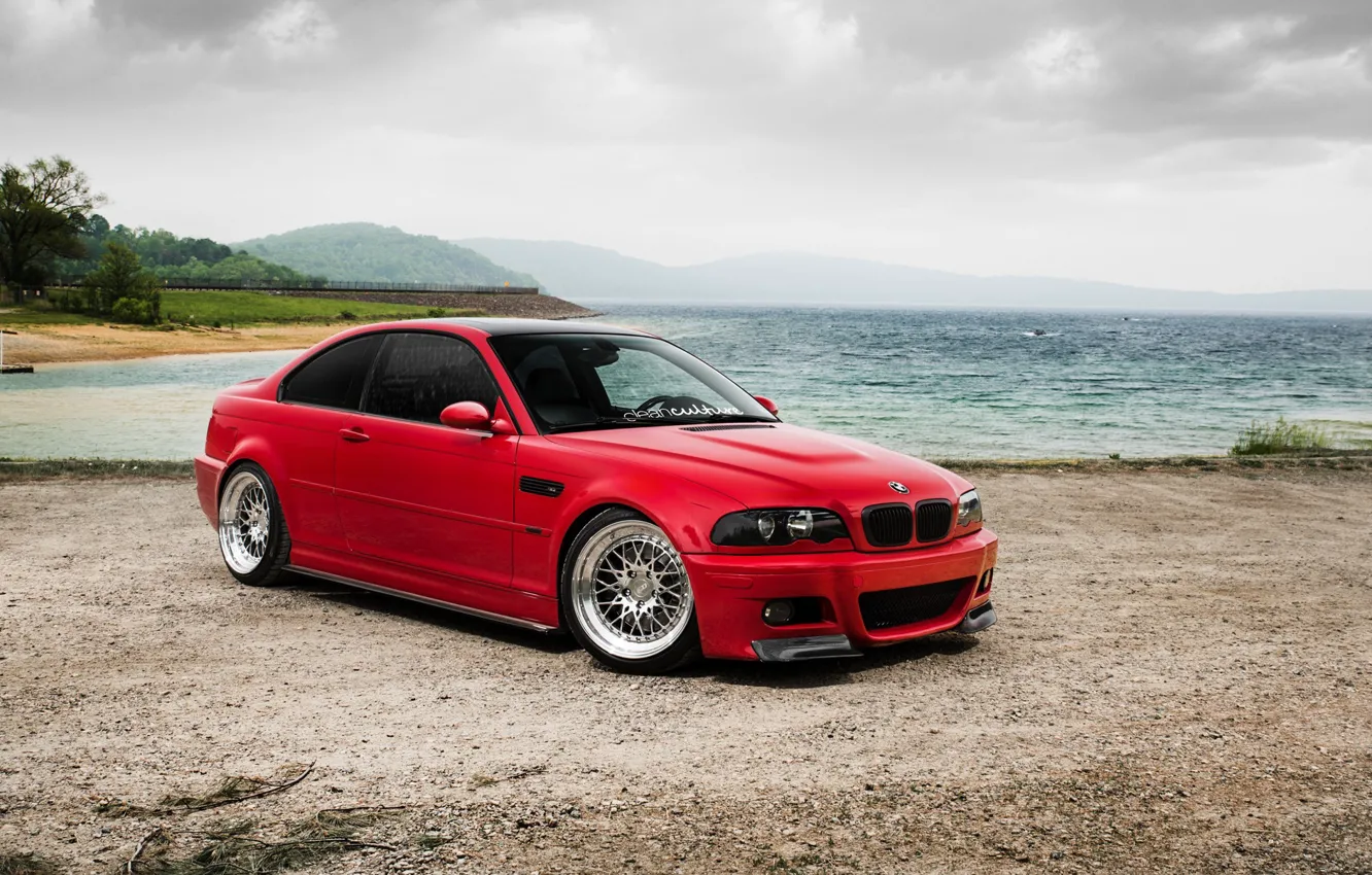 Фото обои bmw, red, e46, M3