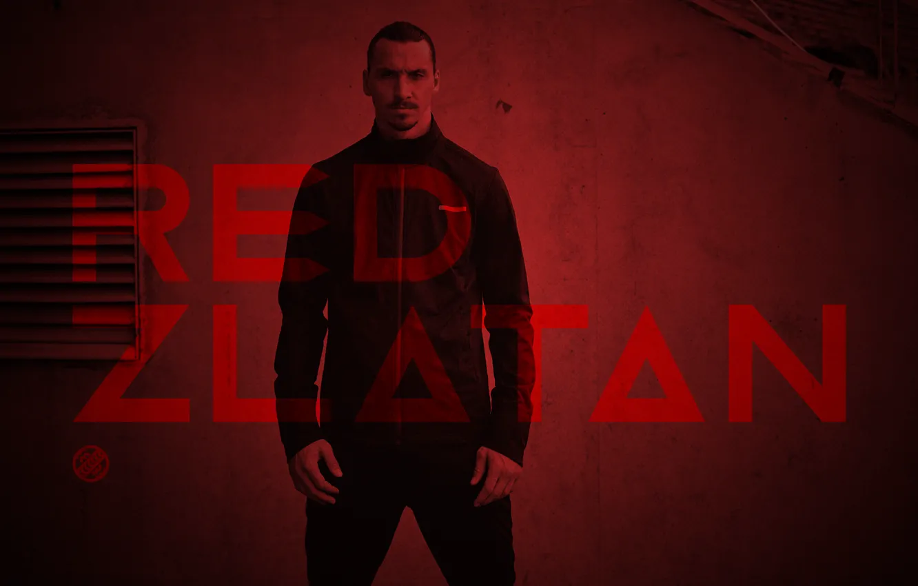 Фото обои Manchester United, Манчестер Юнайтед, Златан Ибрагимович, Zlatan Ibrahimovic, RED ZLATAN