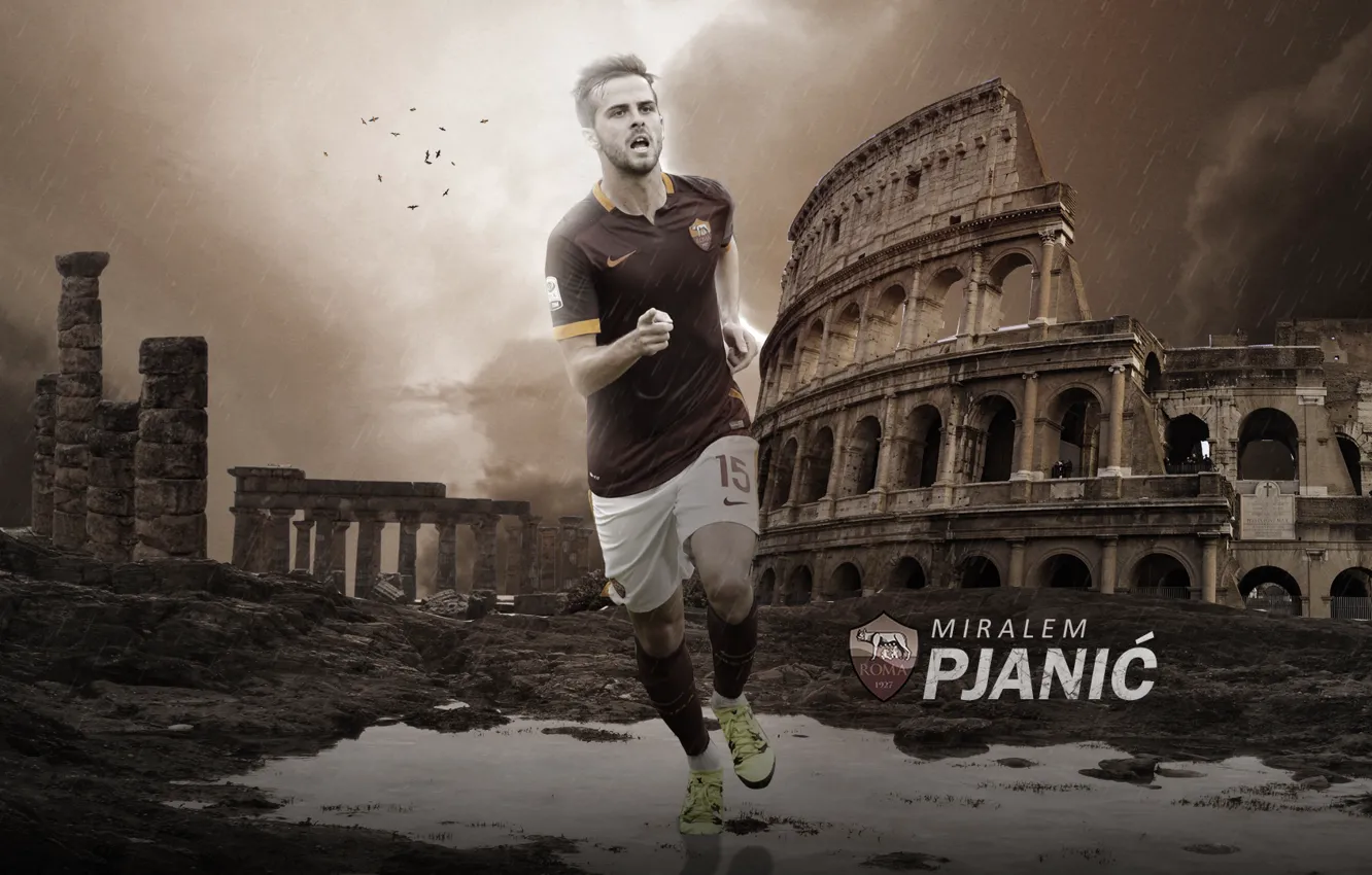 Фото обои wallpaper, sport, football, player, AS Roma, Miralem Pjanic