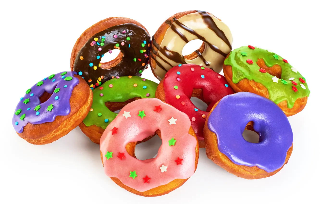 Фото обои colorful, пончики, глазурь, donuts