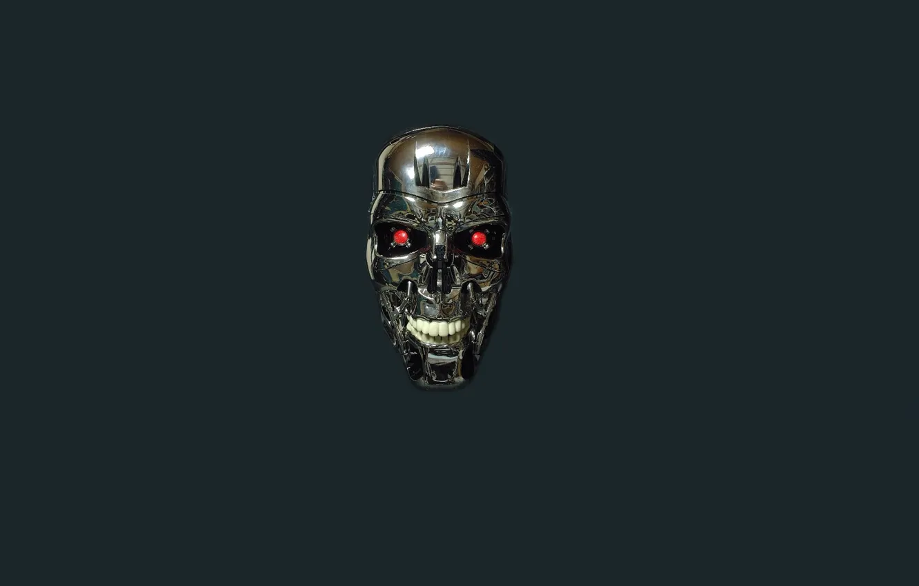 Фото обои череп, робот, минимализм, голова, терминатор, Terminator, T-800