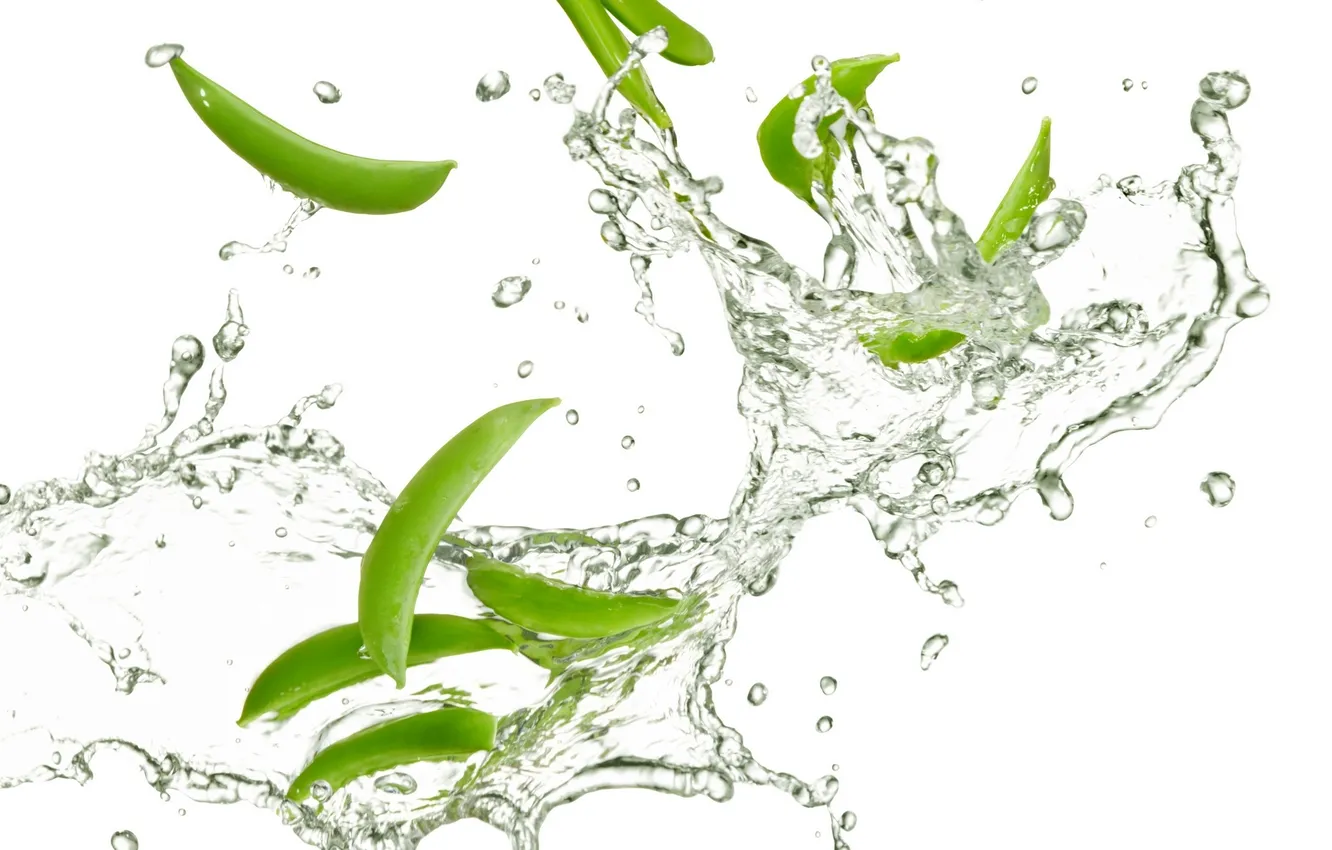 Фото обои вода, капли, брызги, свежесть, water, зелёная, drops, овощ