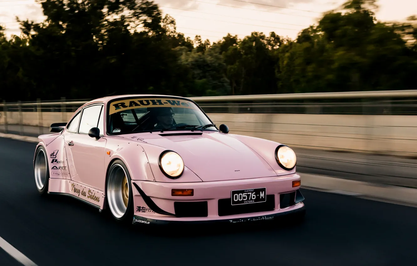 Фото обои Pink, Porsche, Porsche 911, Wide Body, RWB, 930