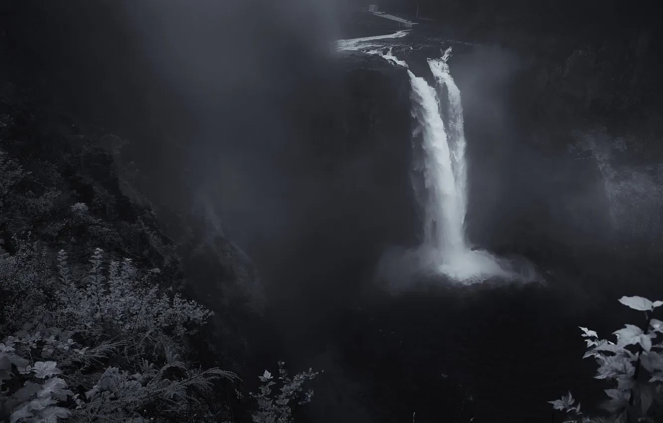Фото обои водопад, поток, Вашингтон, Snoqualmie Falls