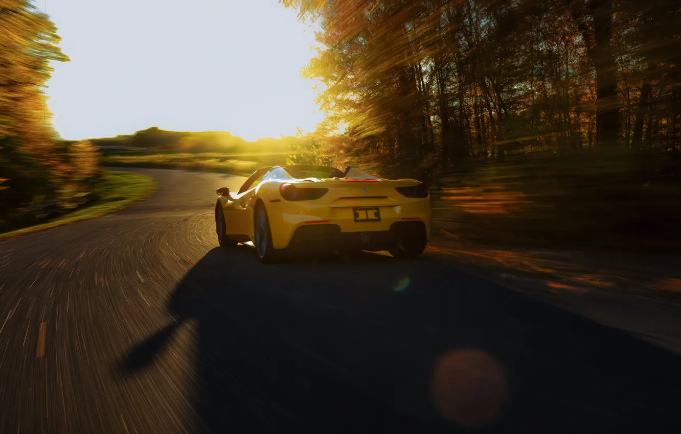 Фото обои Ferrari, 2017, 488, Ferrari 488 Spider 70th Anniversary "Bold Yellow"