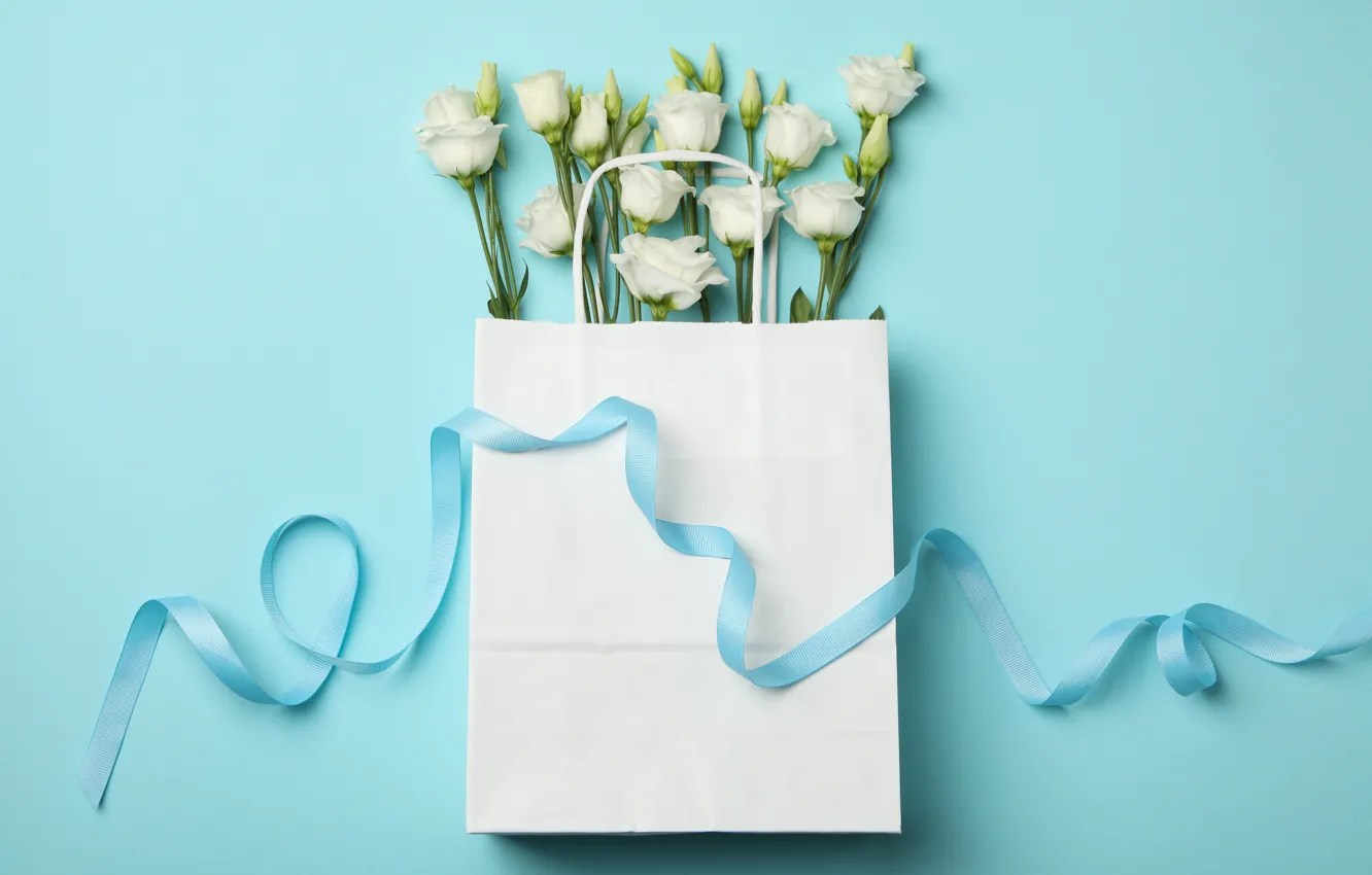 Фото обои цветы, пакет, white, happy, 8 марта, flowers, spring, celebration