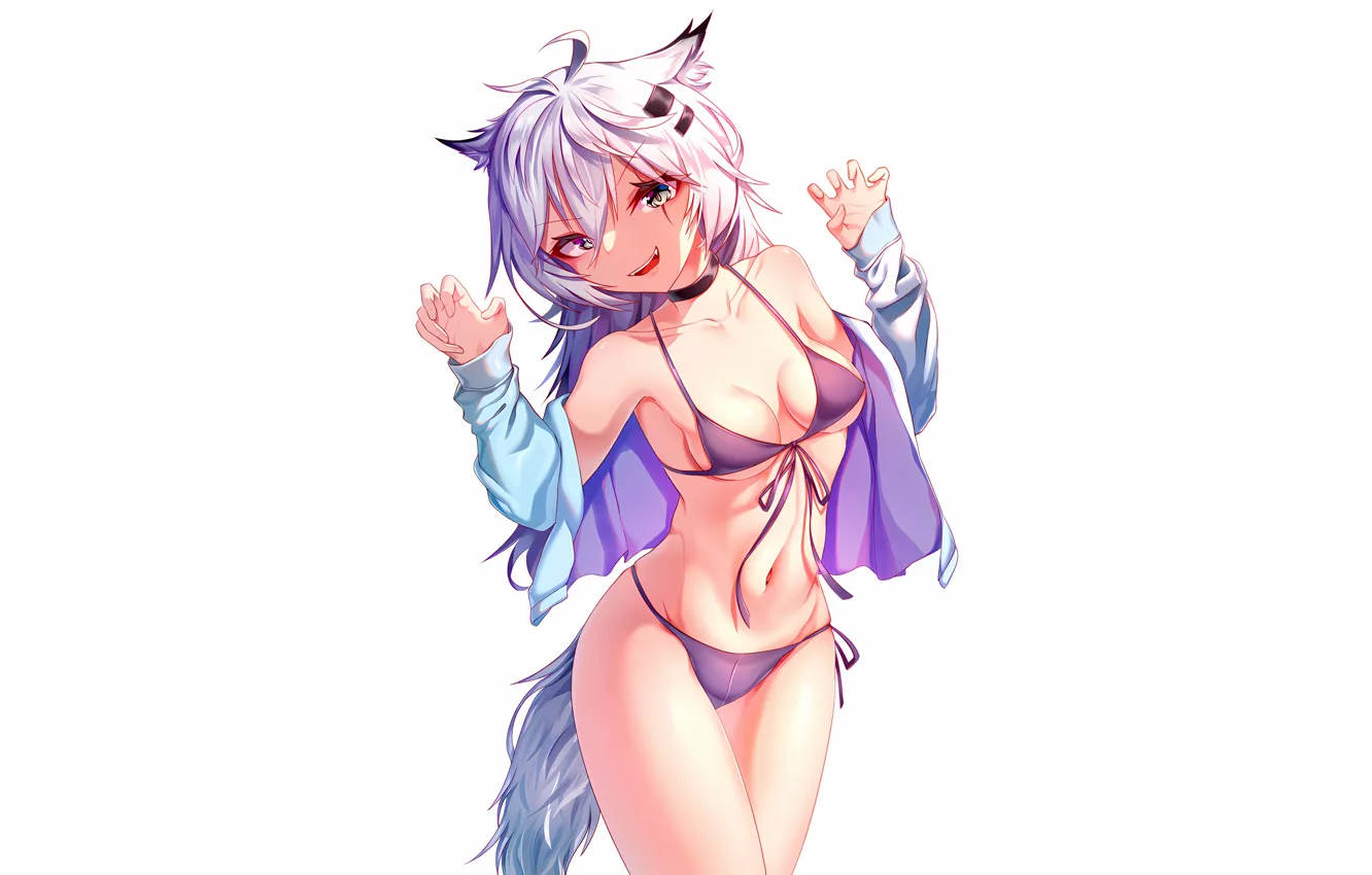Фото обои girl, sexy, cleavage, long hair, boobs, animal ears, anime, beautiful
