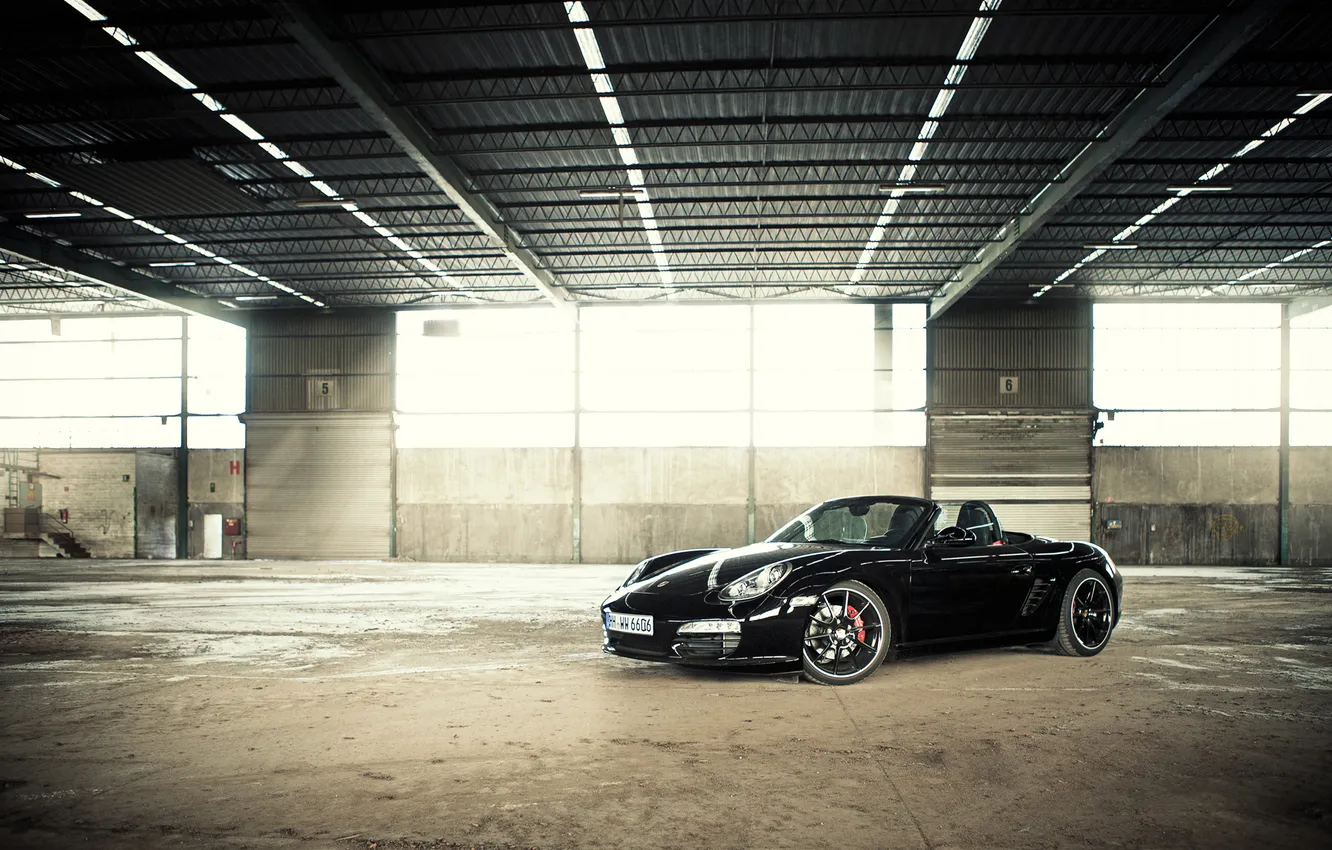 Фото обои стекло, бетон, black edition, Porsche Boxster