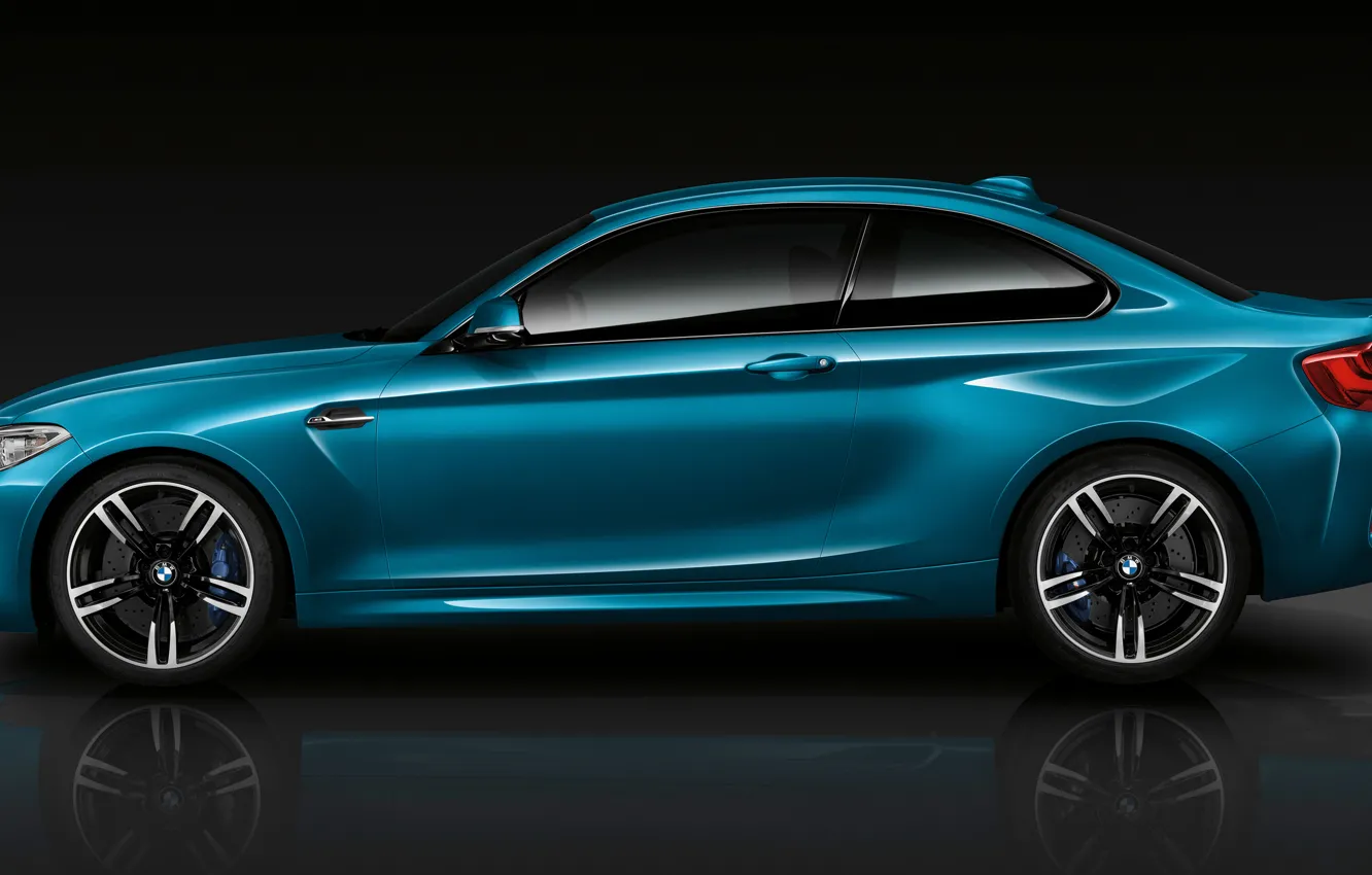 Фото обои BMW, Blue, Coupe, Side, View, (2015)