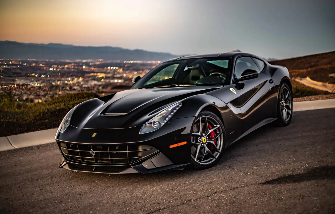 Фото обои ferrari, f12, fast car, fall leaves, expensive, horsepower, ghetto street