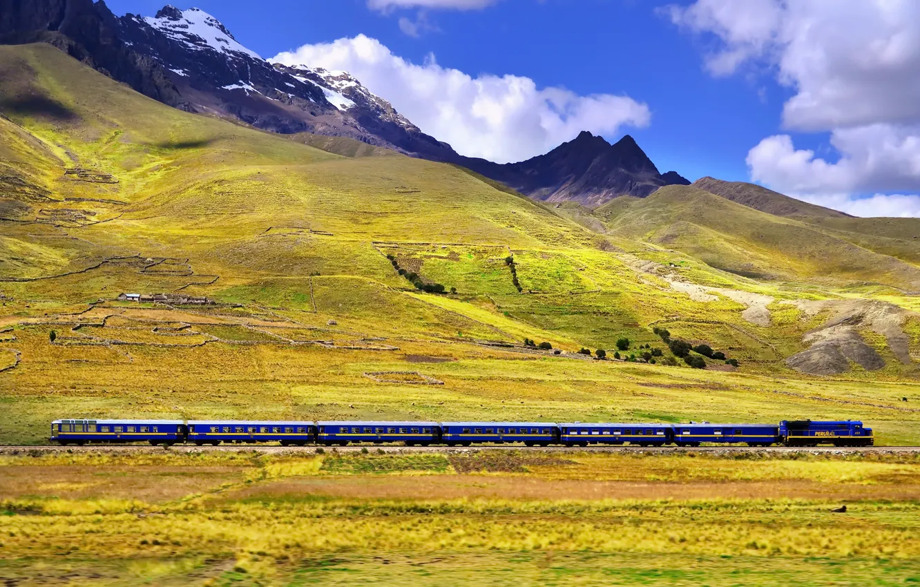 Фото обои горы, поезд, Альпы, железная дорога