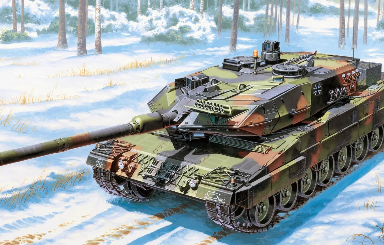 Фото обои Leopard, Леопард 2А6, немецкий основной боевой танк