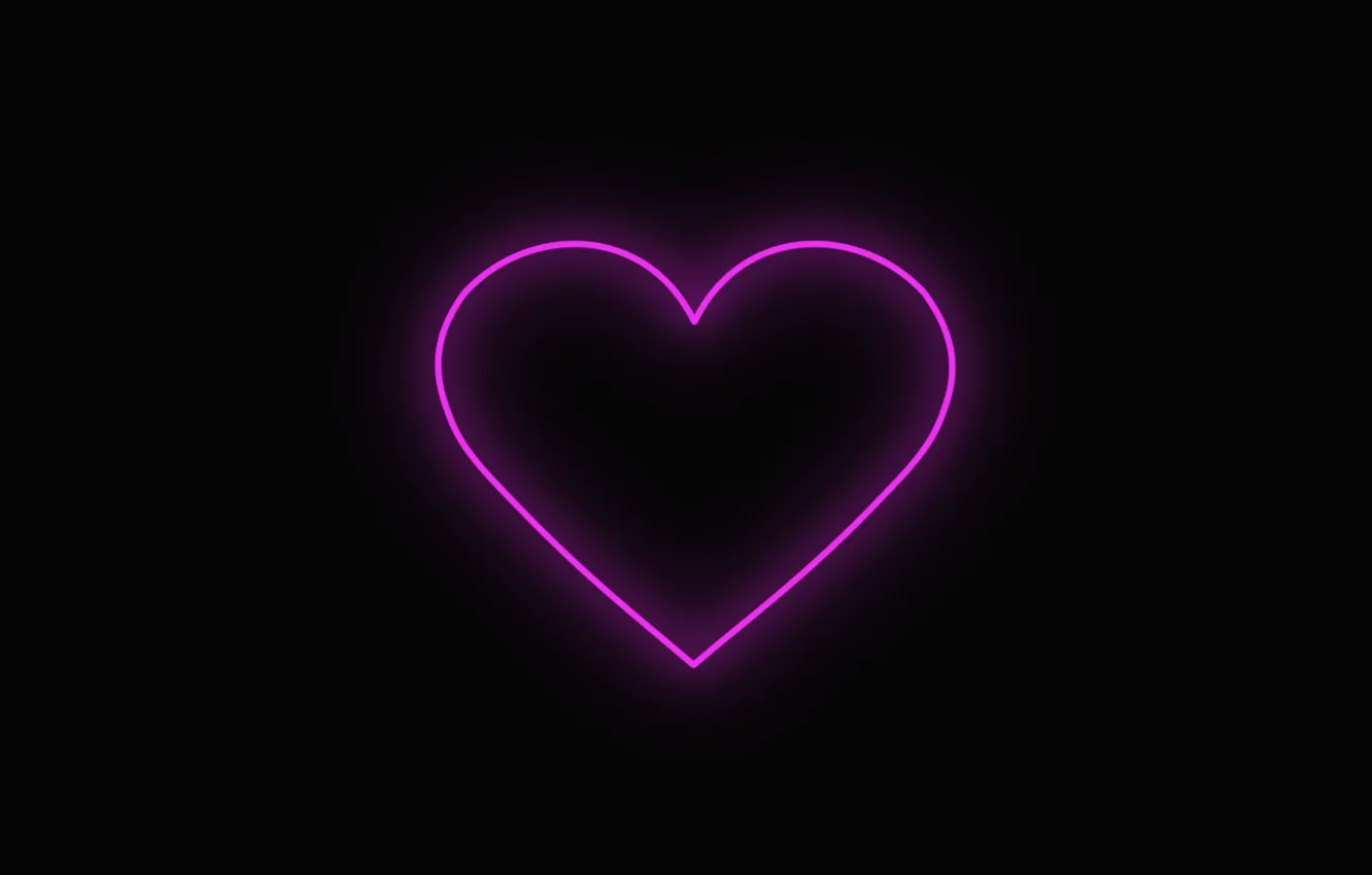 Фото обои фиолетовый, любовь, сердце, неон, love, пурпурный, сердечко, чёрный фон