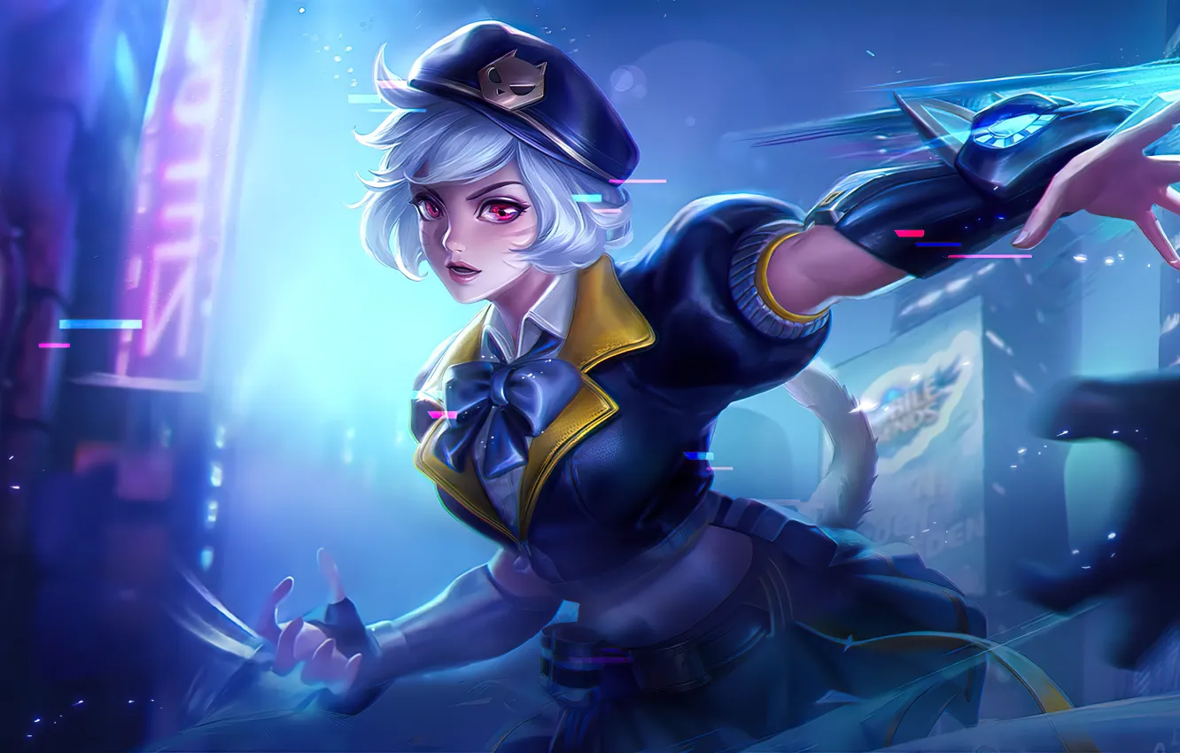 Фото обои девушка, битва, ножи, Wanwan, Mobile Legends: Bang Bang!