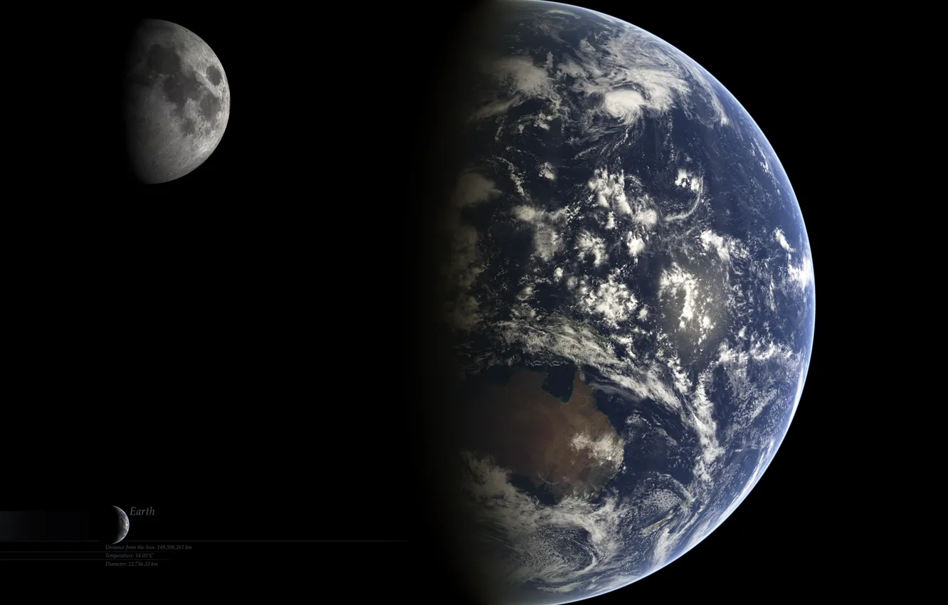Фото обои Луна, Земля, Moon, Earth