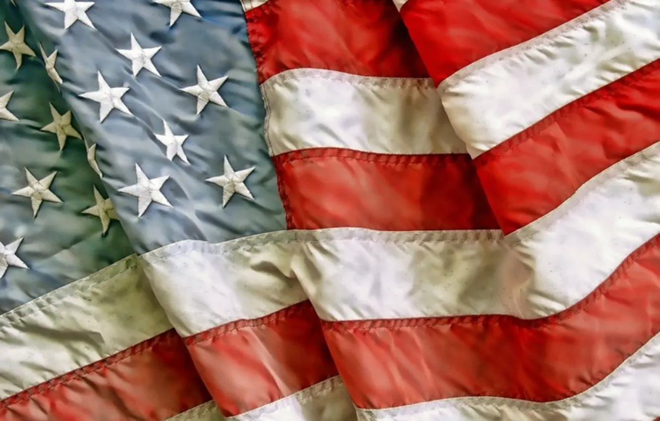 Фото обои USA, flag, patriotism, worn fabric